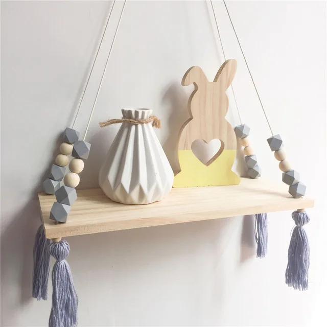 Nordic Стиль Спальня настенные полки DIY оригинальные деревянные бусины срок
