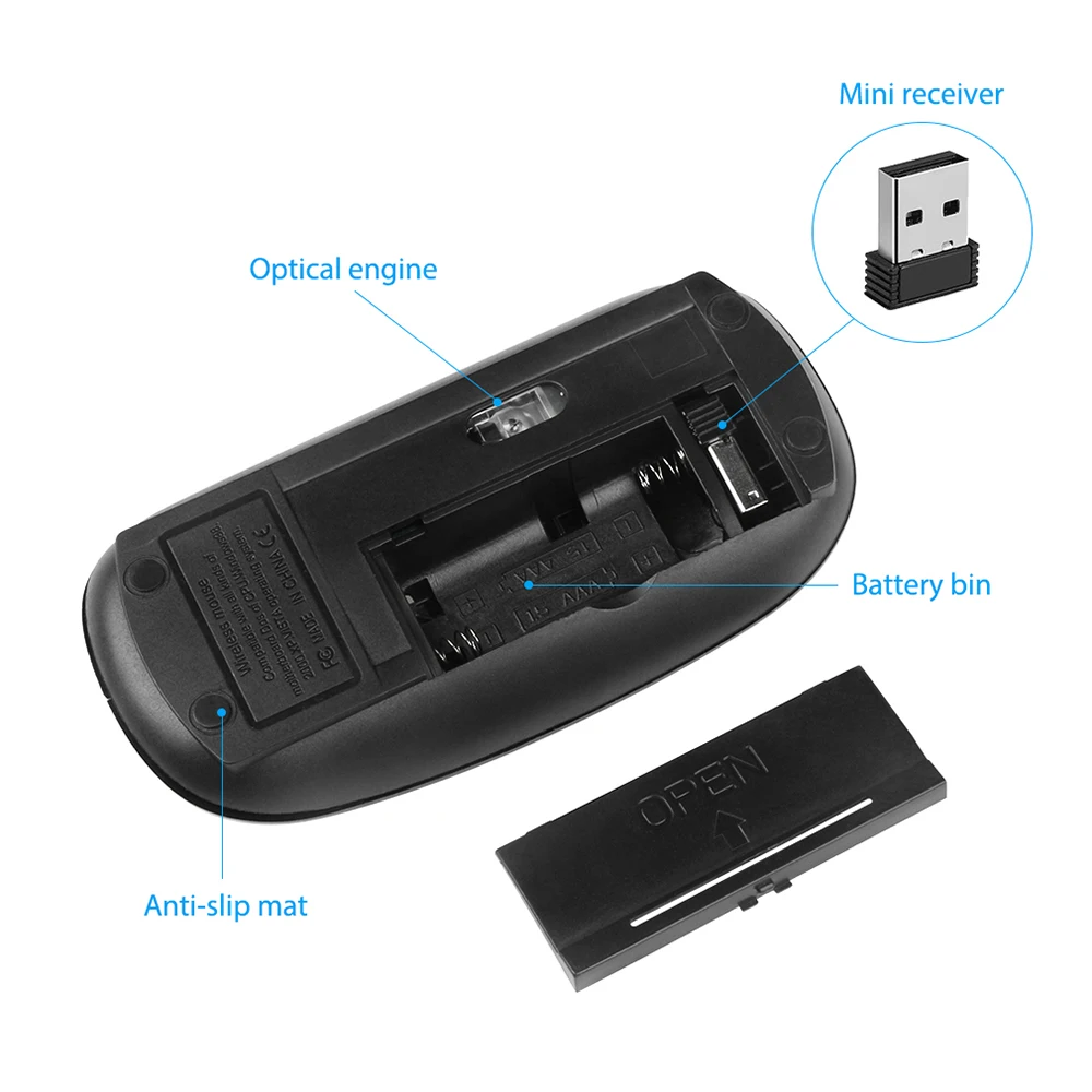 2 4G Беспроводная игровая мышь 1600 dpi usb приемник оптическая компьютерная для Macbook