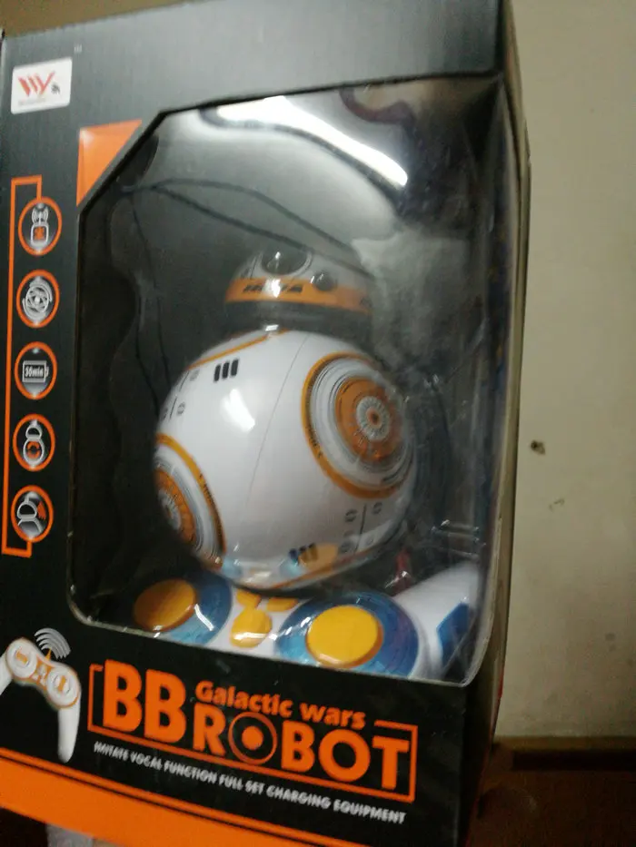 Original packing box Звездные войны, радиоуправляемый робот, BB-8, Звездные войны, 2,4 г, пульт дистанционного управления, BB8, робот, интеллектуальный маленький шар, фигурка, игрушки, международный английский - Цвет: Original packing box