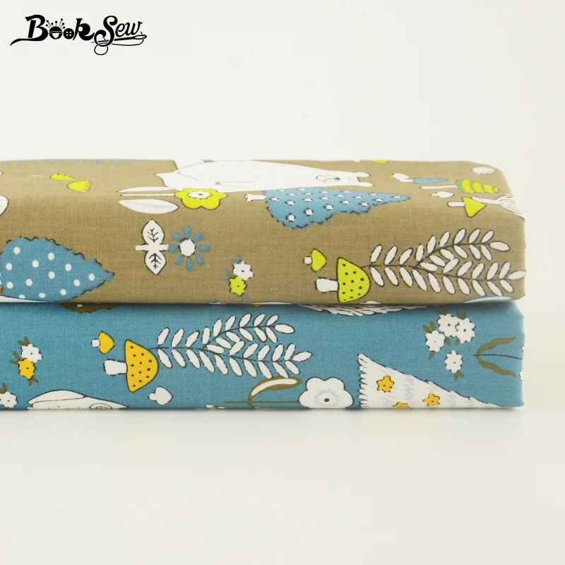 Booksew 2pcs/lot 50X100CM 100% Cotton Twill Fabric Forest Theme Animals Design Sewing Cloth For Baby Cushion Patchwork Bed Sheet|sewing cloth|cloth