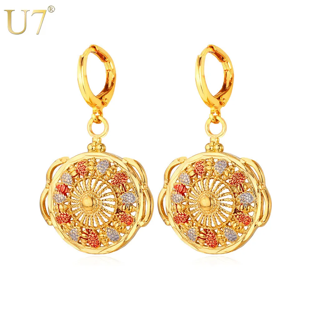 U7 Массивные Висячие Серьги Женские Ювелирные Изделия Позолоченные Этнические
