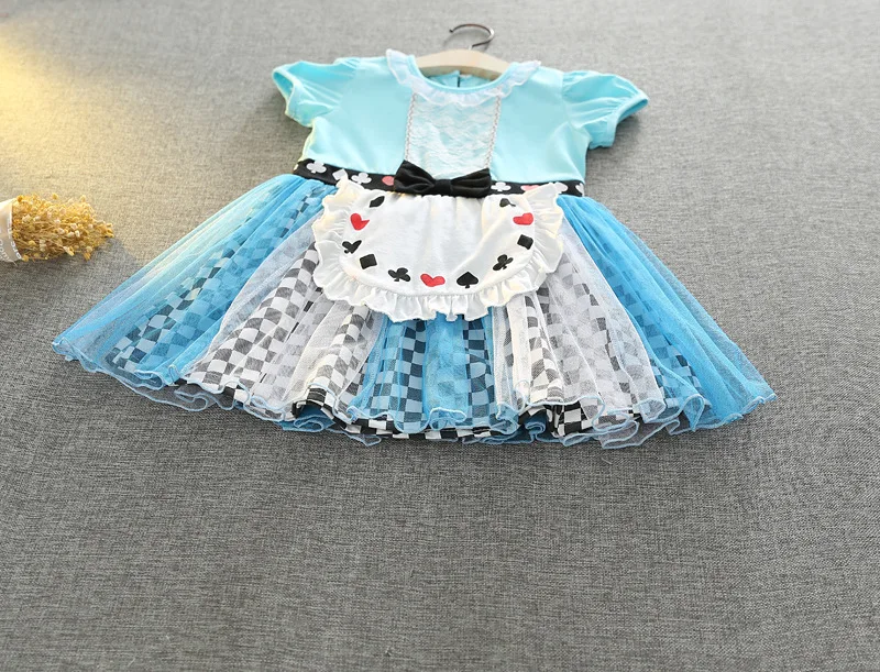 Детское Хлопковое платье-пачка для девочек летнее платье с принтом Алиса детская