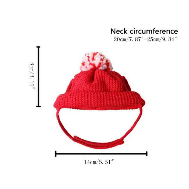 

New Winter Warm Caps Christmas Lovely Hats Costume Accessories Woolen Puppy Hat with Cute Ball Headwear for dog and cat