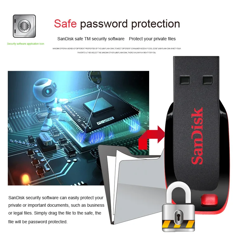 SanDisk USB флэш-накопитель USB2.0 8G 16G 32G 64G Memory Stick запоминающее устройство SDCZ50