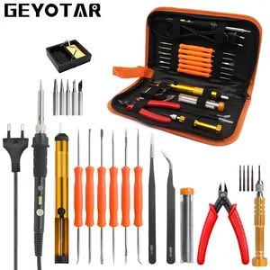 GEYOTAR, штепсельная вилка европейского стандарта, 220 В, 60 Вт, терморегулятор, Электрический паяльник, набор отверток, пинцет, плоскогубцы, демонтажный насос, сварочные инструменты