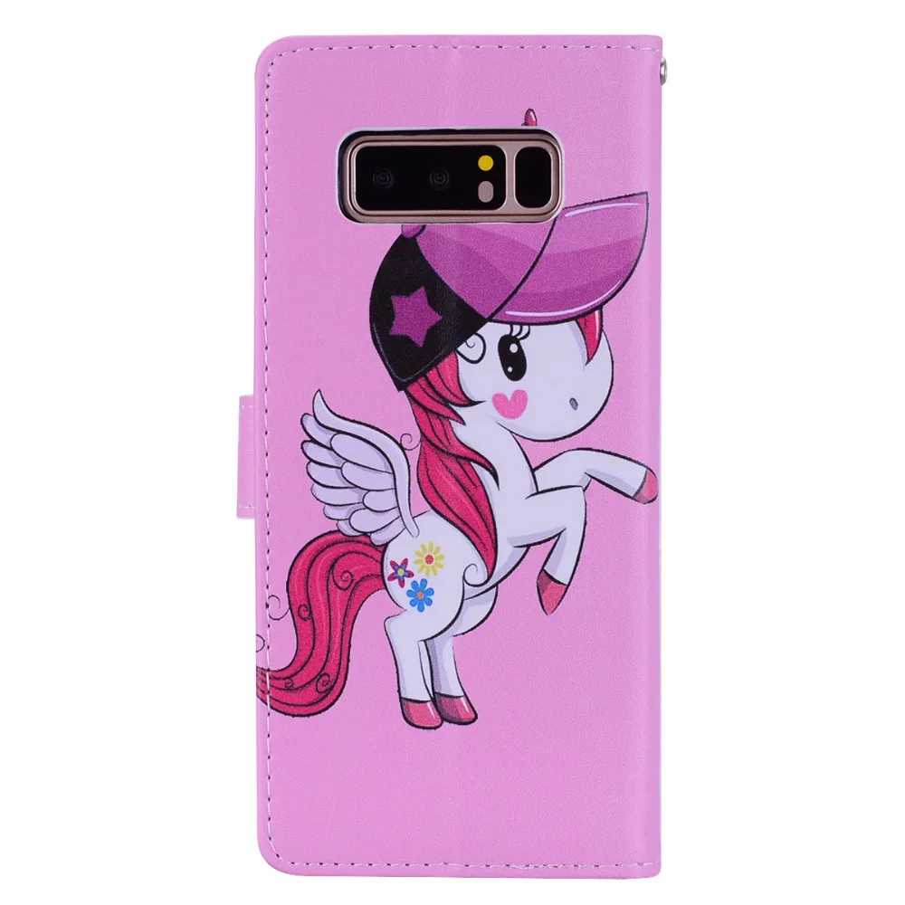 Angels clasp unicorns Wallet phone Case For Samsung Galaxy Note 8 PU Leather Cover with mirror Card slot | Мобильные телефоны и