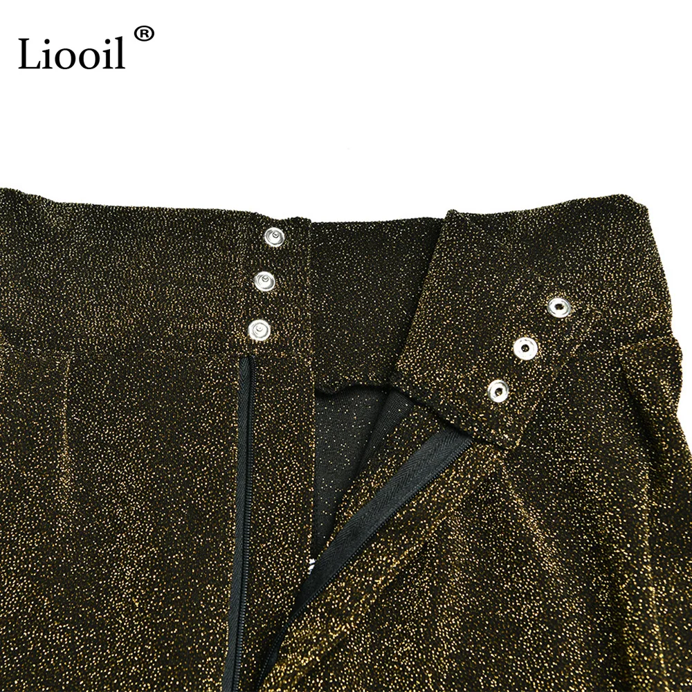 Liooil яркие шелковые зеленые сексуальные брюки женская одежда летние широкие брюки с высокой талией модные вечерние Брюки