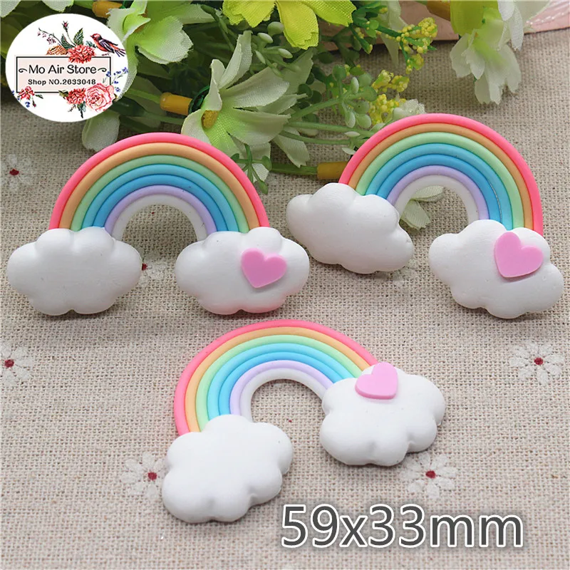 5 шт. Полимерная глина ручная работа розовое сердце радуга искусство поставка