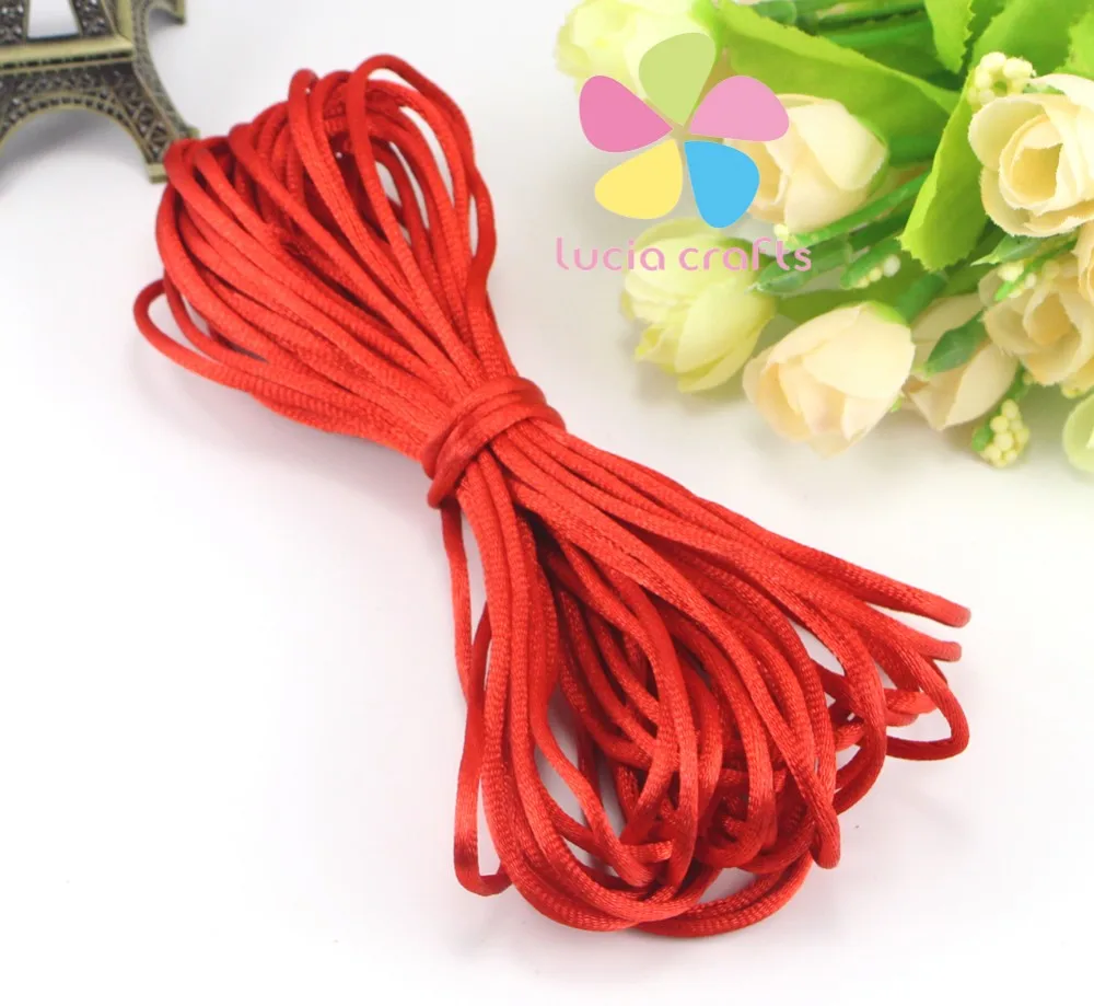 Color 10 Red Lucia crafts 10 лет/Лот, 2 мм, мягкий сатиновый шнур, шелковый шнур макраме, нейлоновая веревка, аксессуары для рукоделия, W0402 - Цвет: Color 10 Red