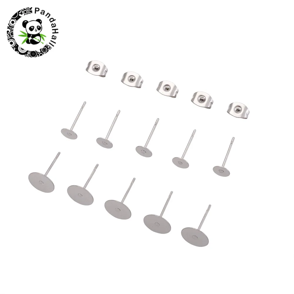 

pandahall 304 Stainless Steel Ear Stud Components Jewelry Findings for DIY Earrings Size:12x5mm,12x6mm,12x8mm Pin: 0.7mm