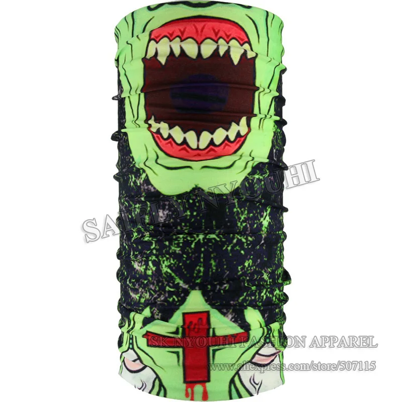Белый Модная индивидуальность Monster Face Shield велосипедная бандана Hypaethral многофункциональные трубчатые головные уборы бесшовные головные уборы - Цвет: Белый