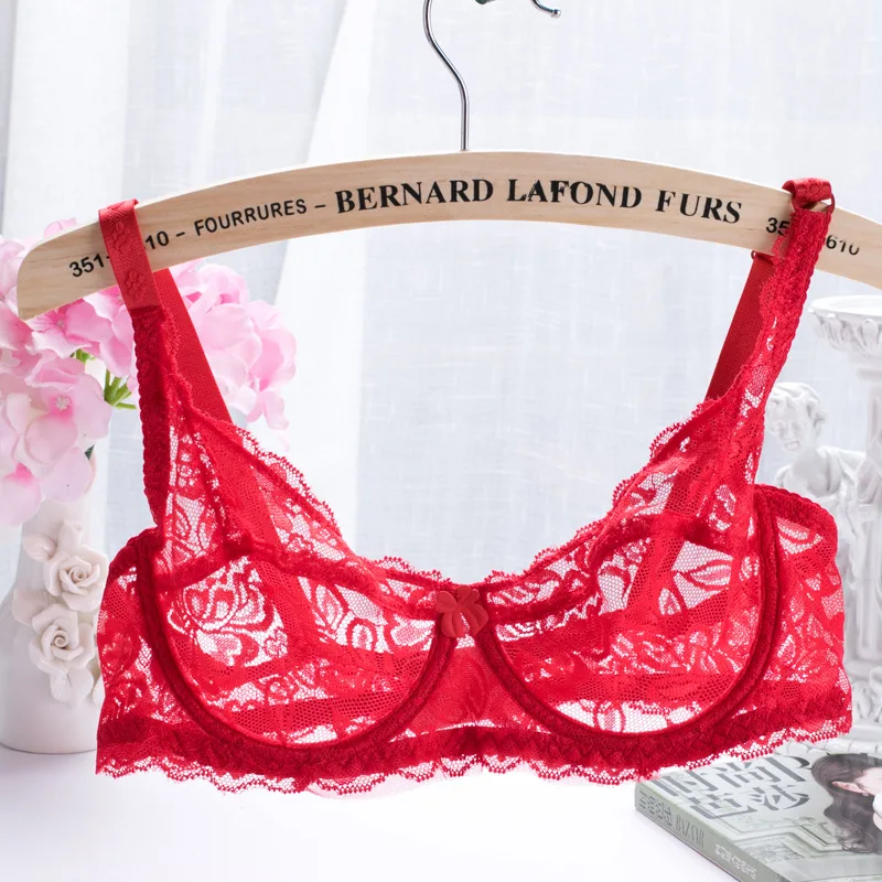 

Women Floral Lace Bralette Sexy Ultra-Thin Brassiere Comfy Summer Push-up Bras 3/4 Cup Bra intimate noble young Girl Underwear