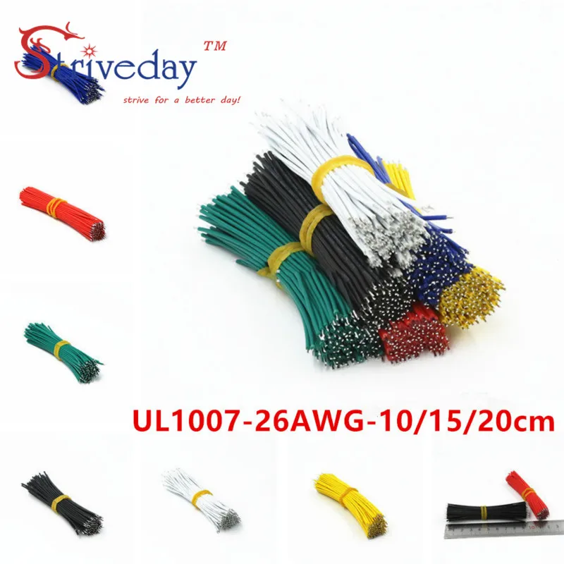100 шт./лот UL1007 26AWG 10/15/20 см двойной пайки голову Fly джемпер кабель луженой медной проволоки DIY