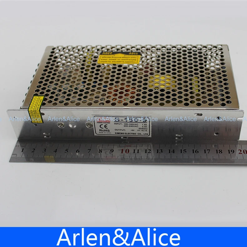 150W 9V 16.7A одиночный выход импульсный источник питания для светодиодной полосы