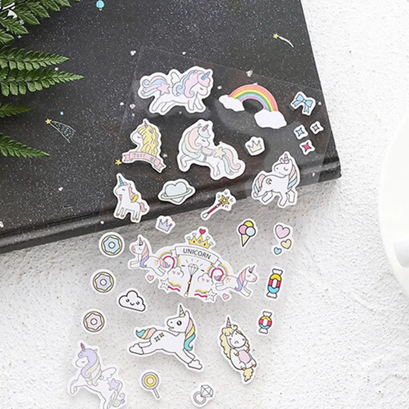 Креативный милый Единорог прозрачная наклейка для DIY Дневник Книга Мобильный