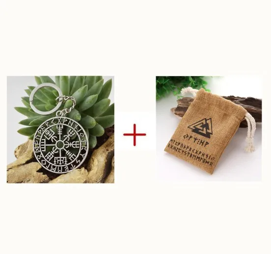 key chain with bag 1 шт. Vegvisir компас Odin символ Руна брелок-Шарм лучший друг подарок Norse ювелирные изделия в стиле викингов - Цвет: key chain with bag