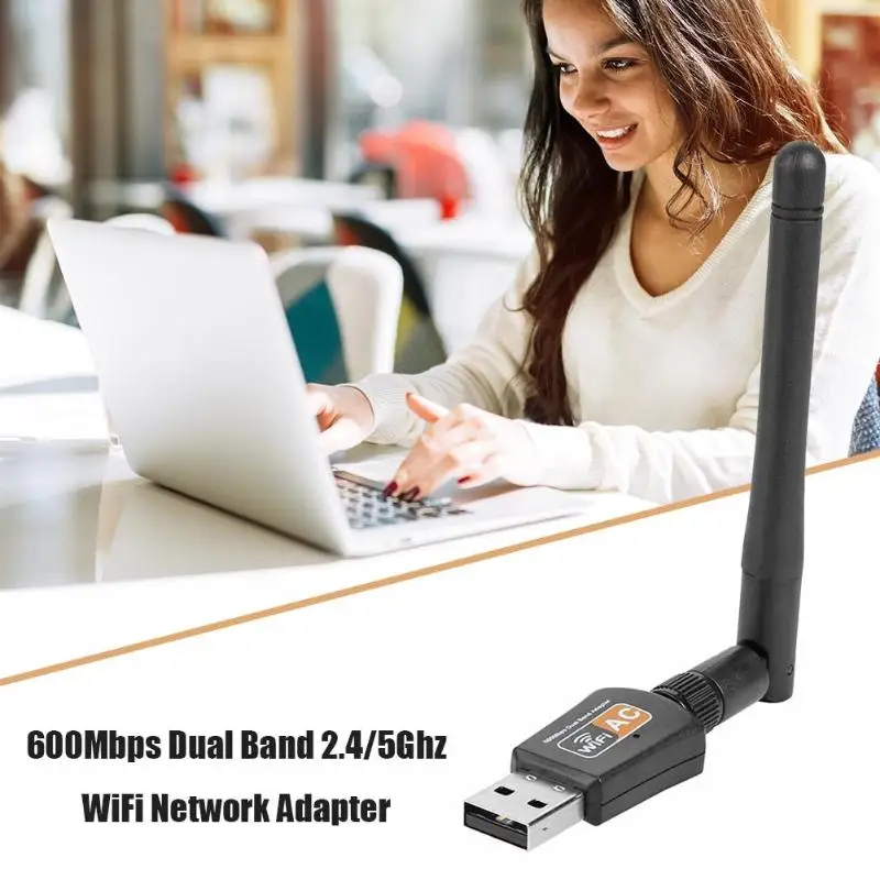 Беспроводной USB WiFi сетевой адаптер двухдиапазонный USB Wifi Ethernet адаптер 600 Мбит/с 2,4/5 ГГц MT7601 сетевая карта Ключ Приемник