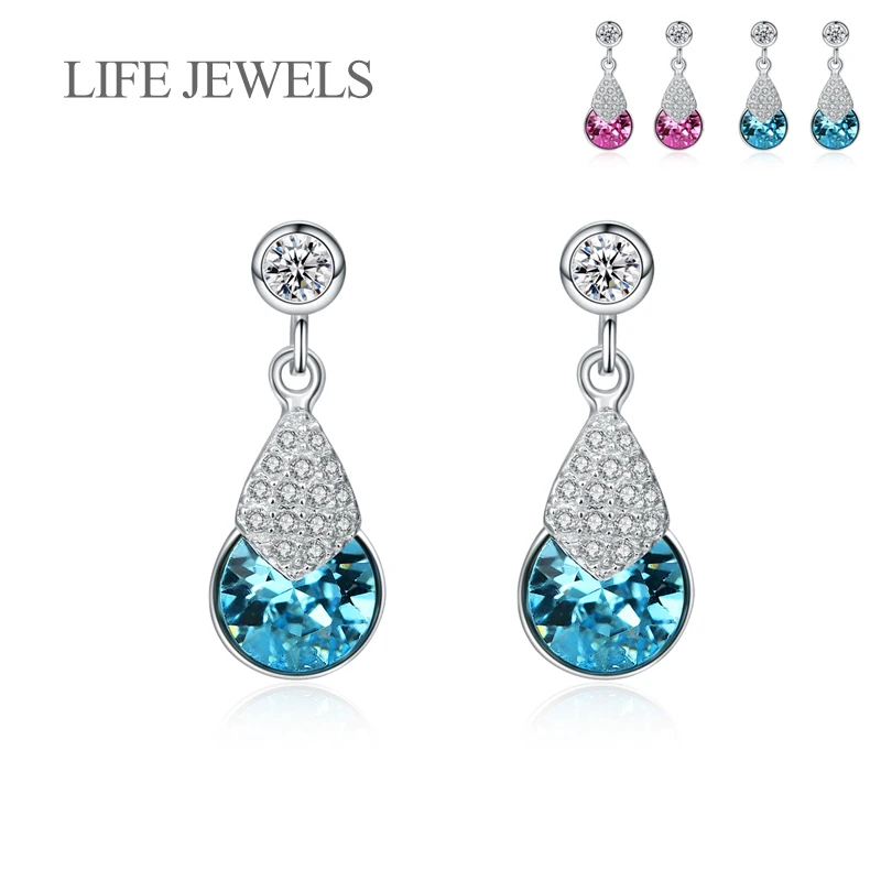 

Authentic 100% 925 Sterling Silver Water Drop Crystal Drop Earrings l Women Luxury Sterling Silver Valentine's Day Gift Jewelry
