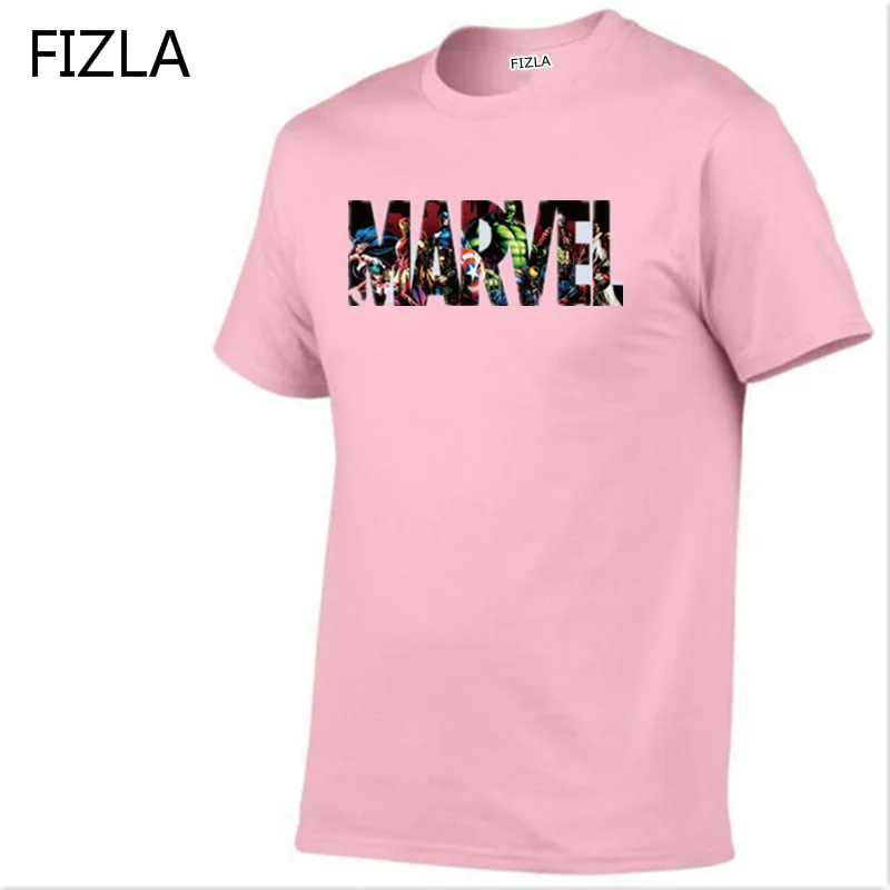 25 pink Высококачественная модная футболка "Марвел", мужская повседневная футболка с круглым вырезом и короткими рукавами, мужские футболки marvel, европейский размер - Цвет: 25 pink