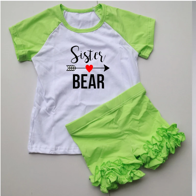 Сестра медведь pattern рубашка и шорты рукав реглан ruched короткие о-образным вырезом