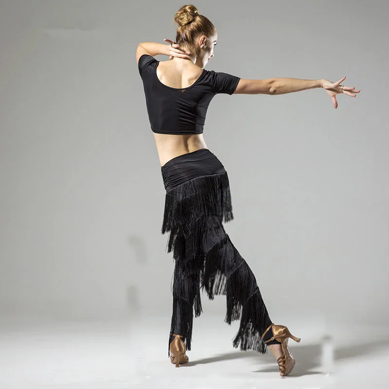 Женские длинные брюки карандаш DANCING WINGS эластичные черные с высокой талией и