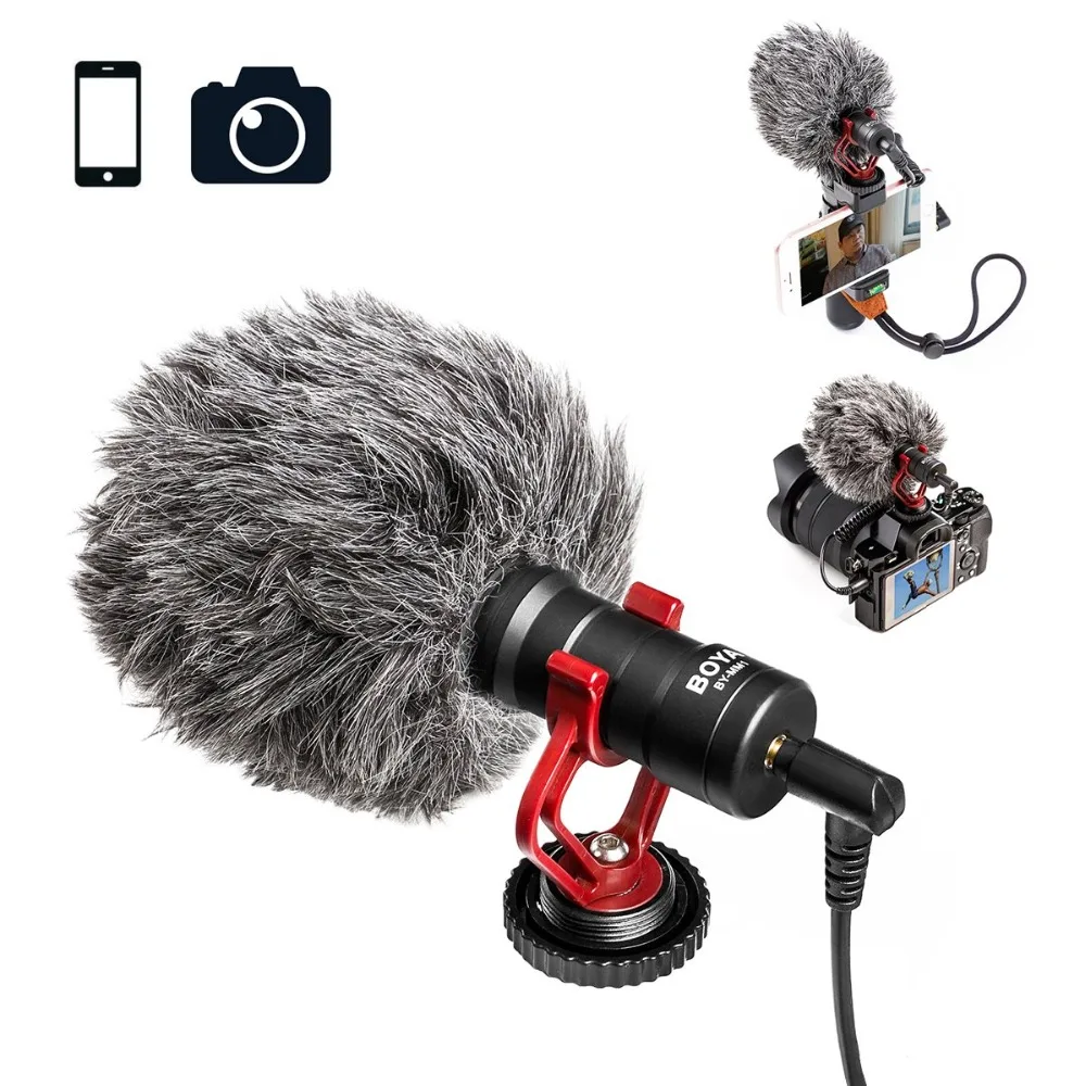 

BOYA BY-MM1 Phone Microphone Vlog Camera Video Interview Microphone With Cold Shoe Plate Photography Recording for DSLR Camera