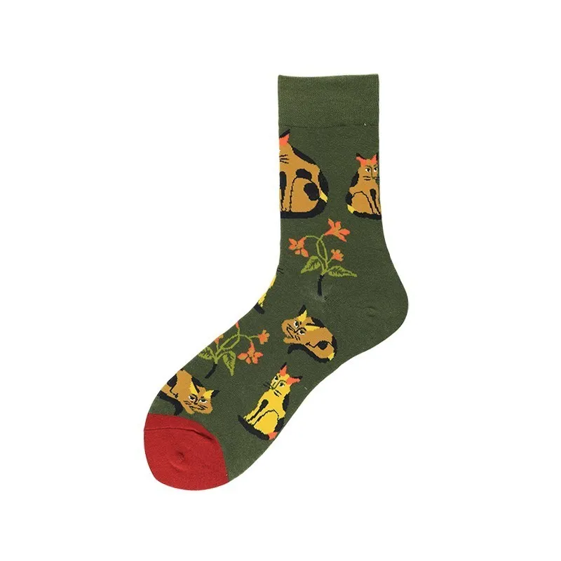 71 PEONFLY, 21 цвет, мужские носки, кактус, лотос, растение тюльпаны, с принтом Happy Socks, забавные, красочные, Harajuku Motion Calcetines Hombre - Цвет: 71