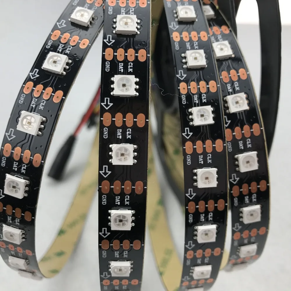 Пиксельная Светодиодная лента 4M DC5V SK9822 60 светодиодов/м с пикс./м Черная печатная