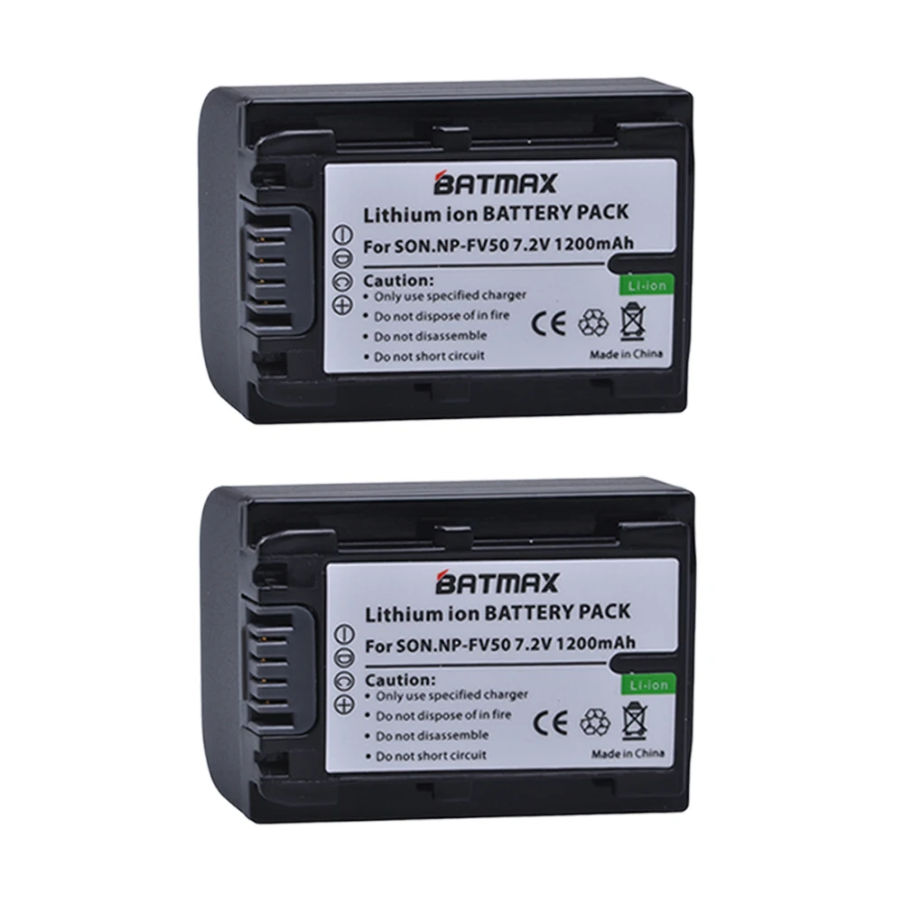 Batmax 2 шт. NP-FV50 NP FV 50 NPFV50 Перезаряжаемые Батарея для Sony NP-FV30 np-fv40 HDR-CX150E hdr-cx170 hdr-cx300 FV70