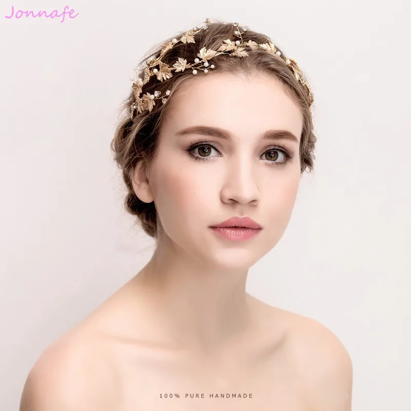 Jonnafe Boho золото лист Тиара Свадебные обруч для волос со стразами свадебное украшение для волос аксессуары Для женщин украшения для волос