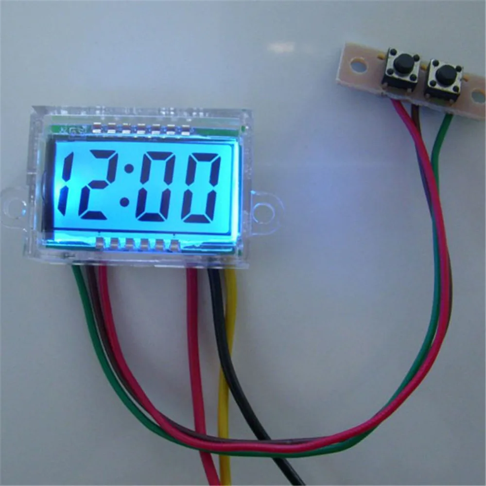 DC автомобиля мотоцикла часы ЖК-дисплей Дисплей 12 В Водонепроницаемый цифровая