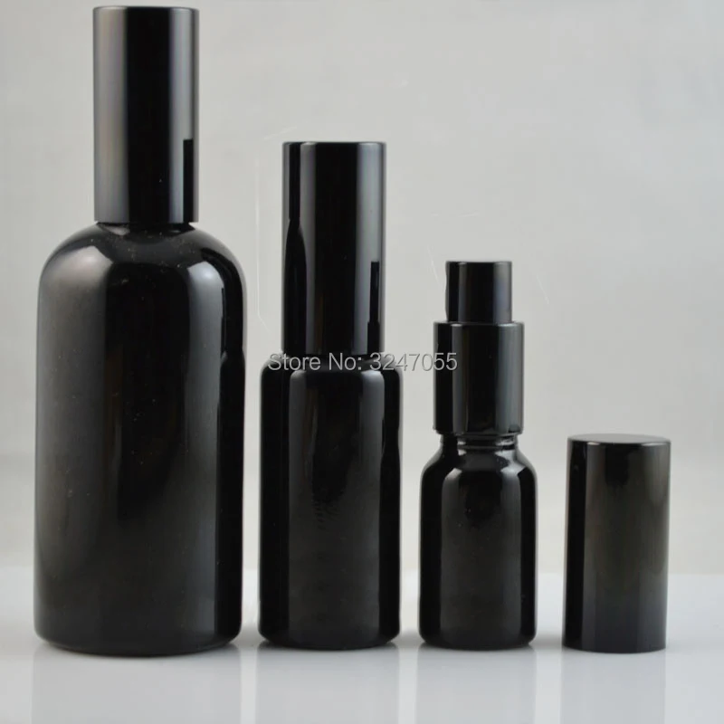 

10ML15ML30ML50ML100ML Empty Glass Perfume Spray Bottle, DIY Elegant Black Vial Lotion Pump Container, Cosmetic Emulsion Package