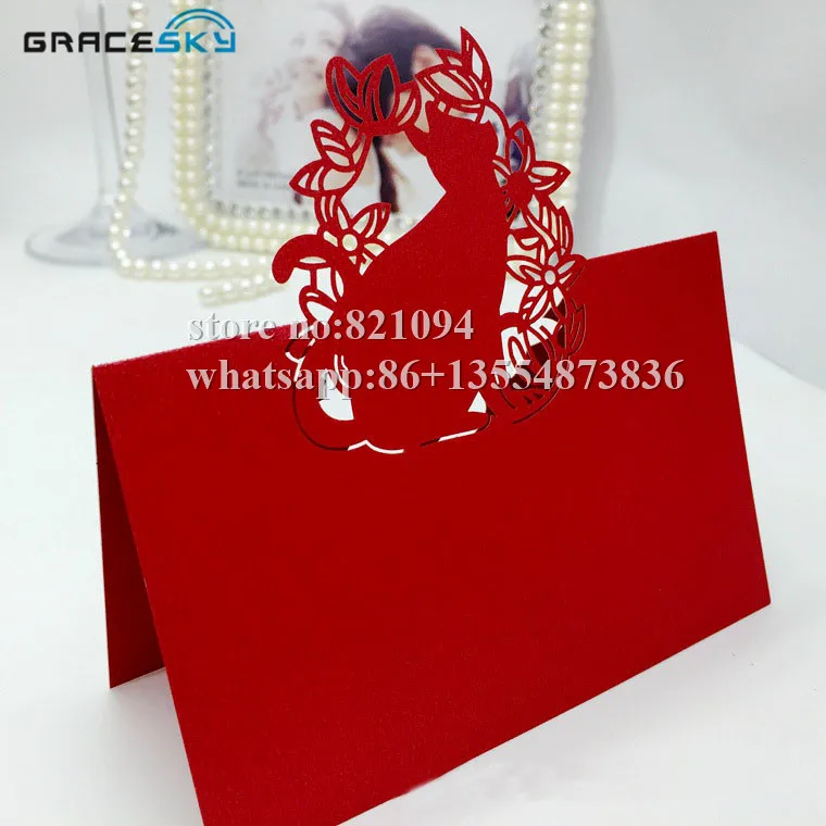 50 шт. Бесплатная доставка лазерная резка кошка с цветами товары вечерние