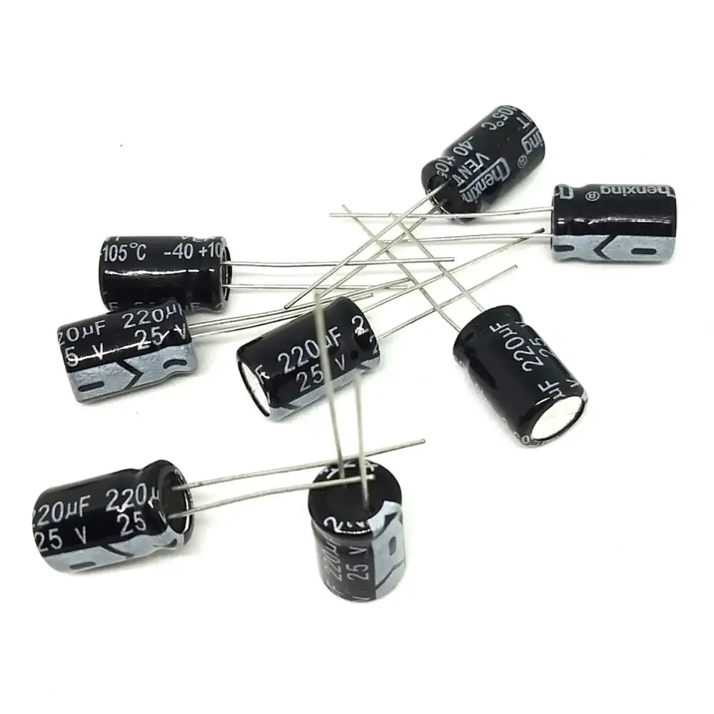 50 шт. радиальный электролитический конденсатор 220 мкФ 25V 220uF frekuensi tinggi 8*12 мм