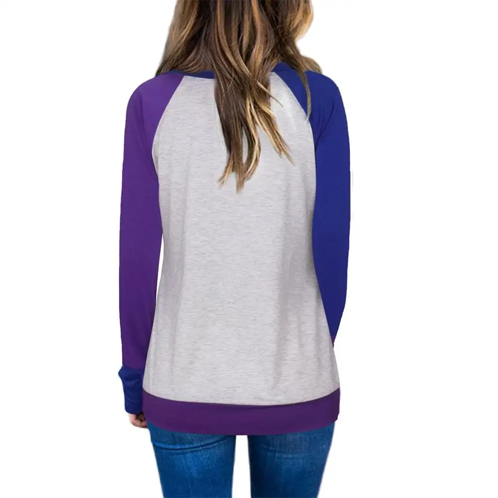 Розовая синяя красная и розовая Женская футболка с длинными рукавами карманами в