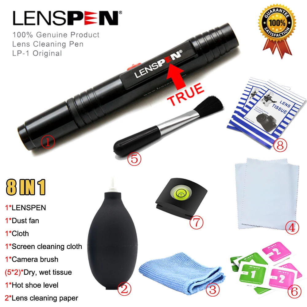 LENSPEN 8 в 1 комплект для очистки линз воздуходувка подметка сухой мокрый костюм