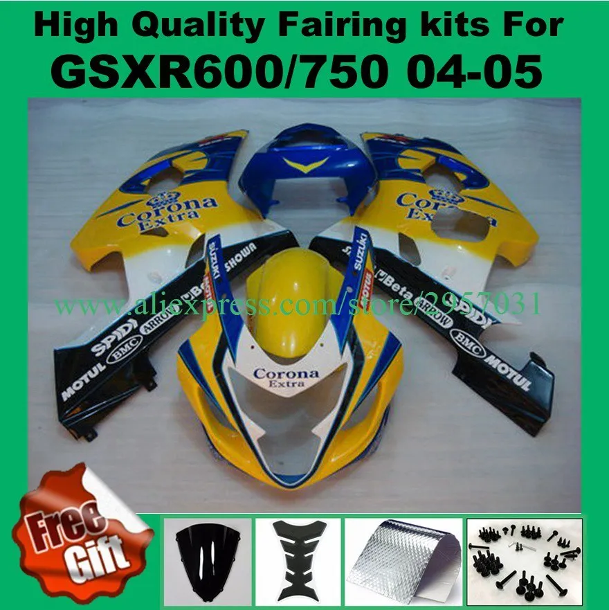 9 подарки Инъекции обтекатель комплект для GSXR600 GSXR750 04 05 Suzuki 750 2004 2005 Обтекатели K4