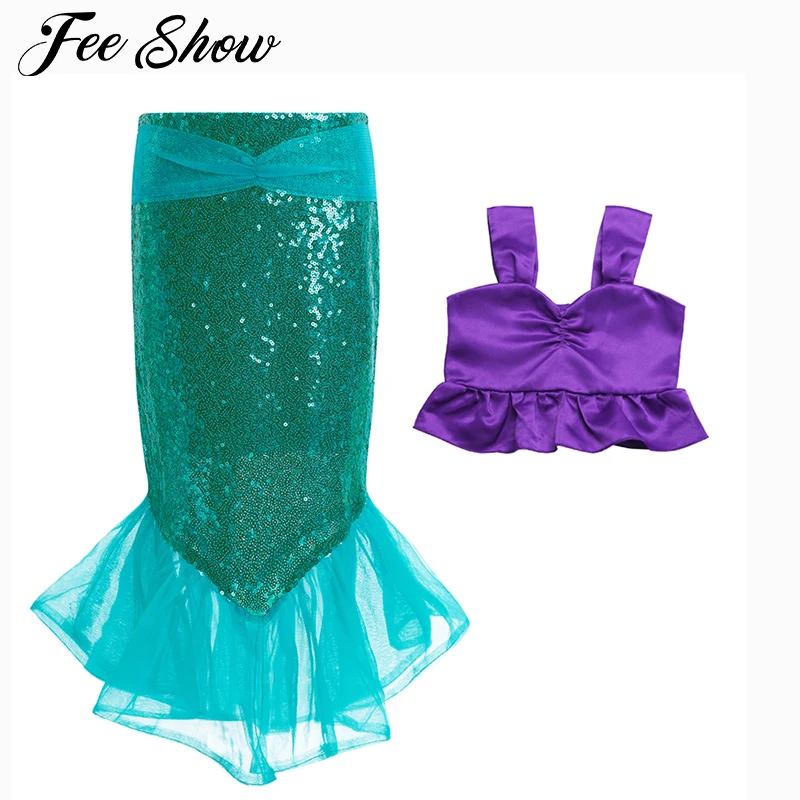 2 шт. Детский Костюм Русалки с блестками и юбкой | Мать ребенок