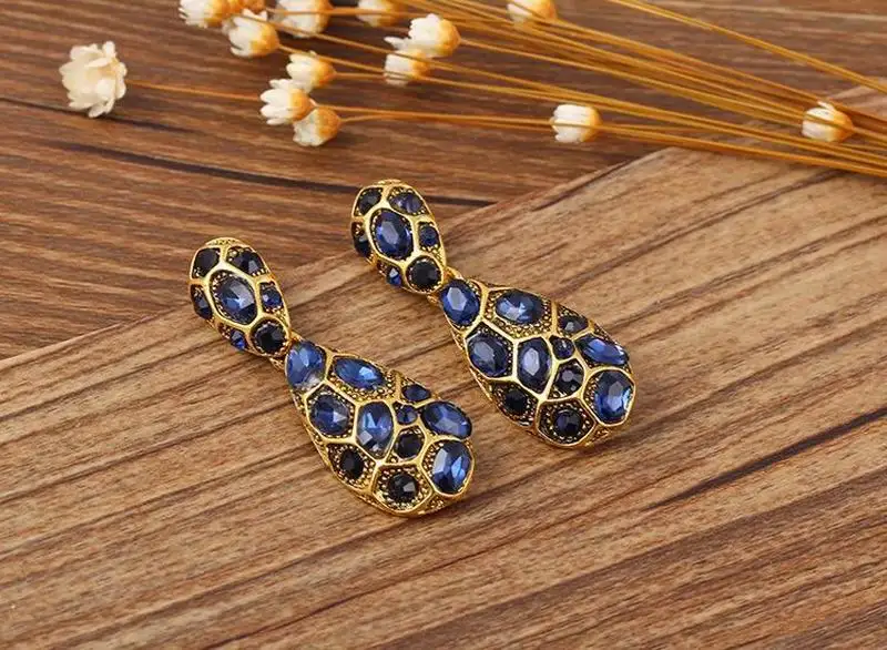 Чешские ювелирный бренд brincos золото полный синий кристалл горного хрусталя