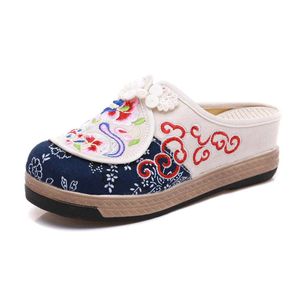 Летняя женская обувь ручной работы парусиновые шлепанцы с закрытым носком