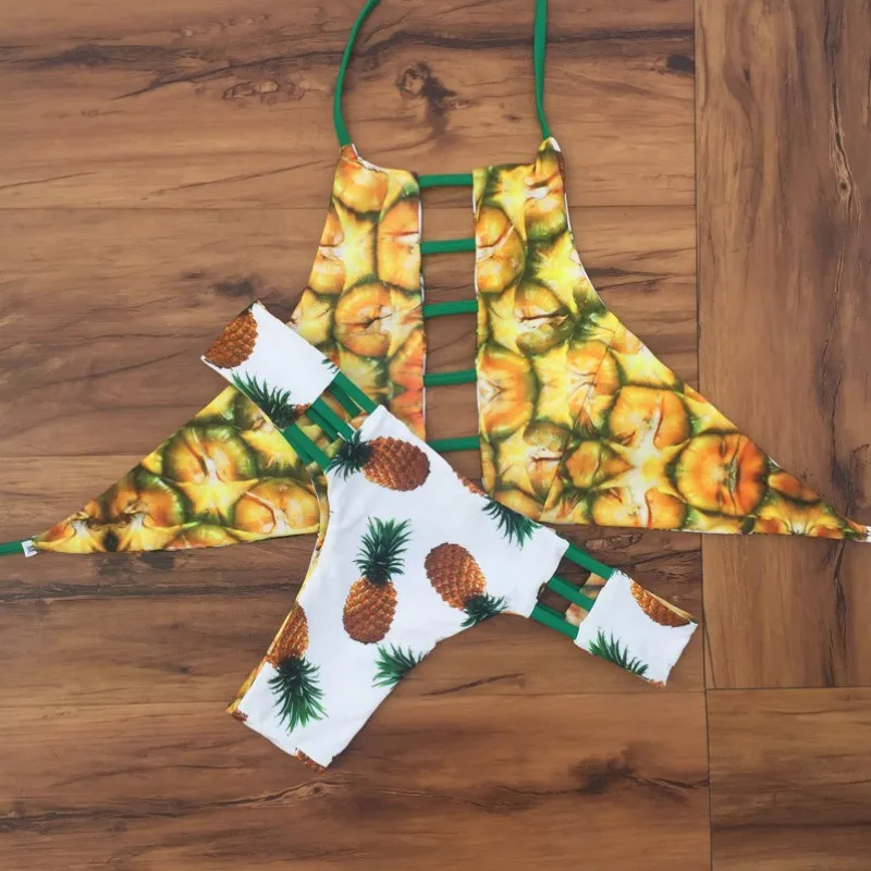 Pacent желтый бикини с ананасами Наборы женский купальник фруктами летний