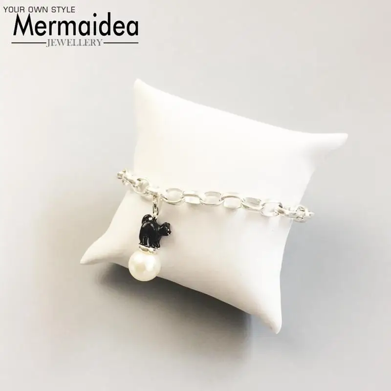 Кошка Charm Кулон Ювелирное Украшение 925 пробы серебристый, черный клуб ожерелье браслет Шарм для Для женщин