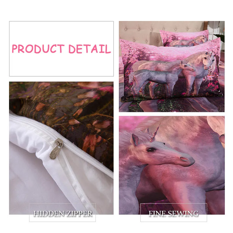3 шт./компл. набор постельного белья с единорогом принтом королевы Твин King Size