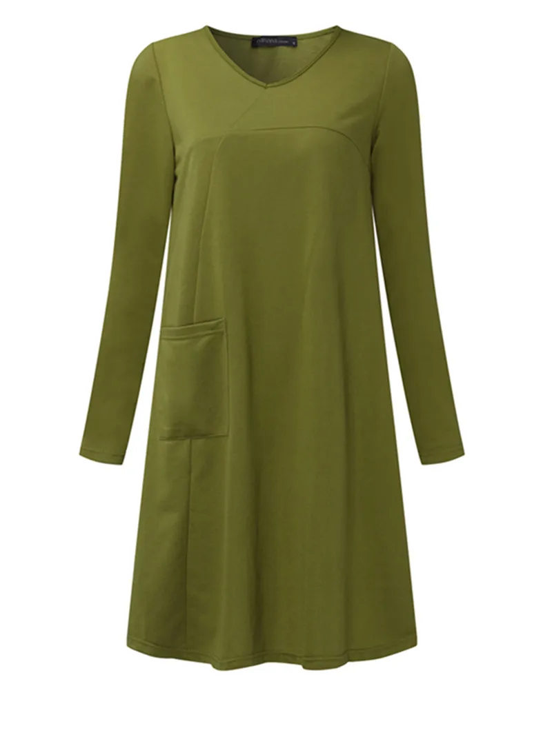 Kaftan, женский сарафан, пуловеры, ZANZEA,, Осенние, одноцветные, с капюшоном, платье с длинным рукавом, Vestido, женский халат, свитер большого размера, 8
