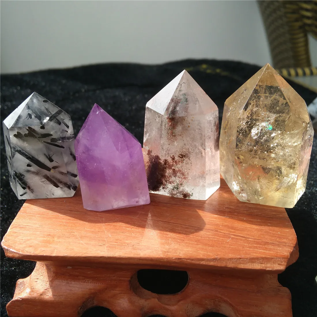 Аметист Турмалин цитрин призрак кристалл камни Кристаллы Wicca Cristal Pierre Naturelle