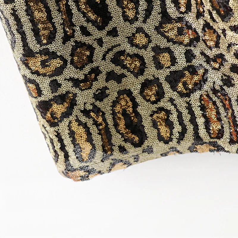 Женская леопардовая блестящая Юбка-миди с принтом животных и блестками