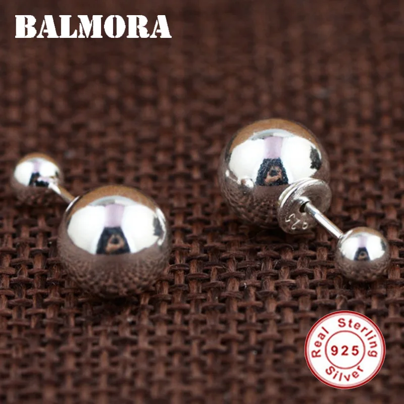 Женские серьги из двух шариков BALMORA универсальные гвоздики стерлингового