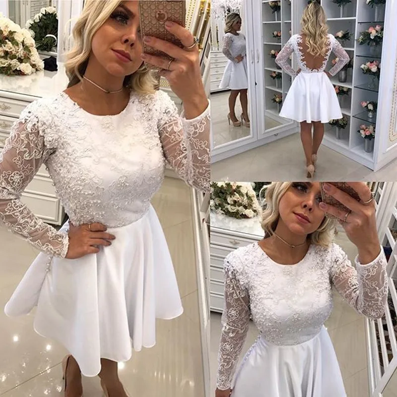 Готическое белое кружевное платье для вечеринки с открытой спиной и длинным