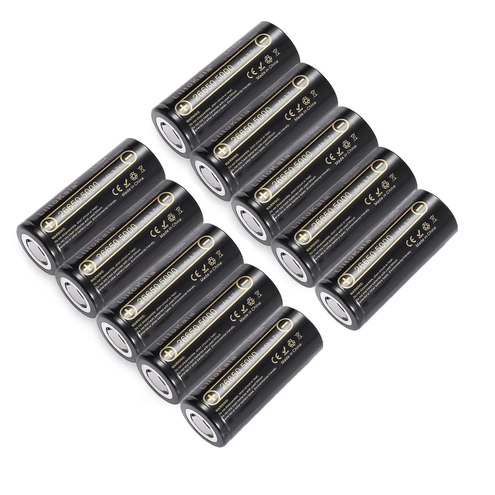 6 unids 100% оригинал lii 50a liitokala 3 7 v 5000 mah 26650 bateria inr 20a baterias recargables para linterna/microfono|inr 26650|linterna