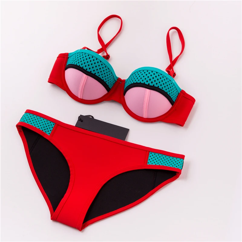 Женский купальник MUXILOVE бикини из 100% натурального неопрена с пуш апом|suit snow|swimsuit